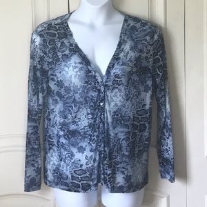 Chico’s Sheer Button Front V-neck Top, Sz3